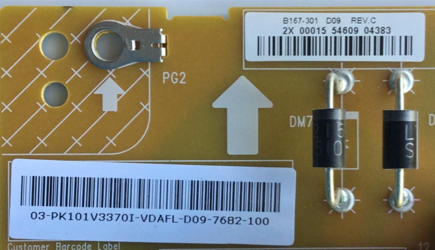 FUENTE PARA TV PANASONIC / NUMERO DE PARTE PK101V3370I  4H.B1670.031 / B167-301 / B167-301 D09 REV.C / 2X 0015 54609 04383 / PANEL V390HK1-LE6 / MODELO TC-L39EM60 - Imagen 2